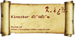 Kinszker Ádám névjegykártya
